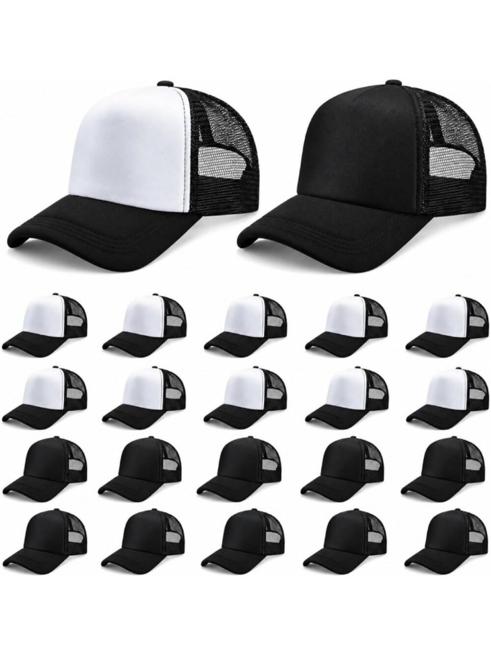 24 Pcs Mesh Trucker Hats Set - Adjustable, Breathable, Perfect for Outdoor